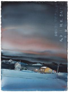Lars Lerin - House by the fjord, Lofoten