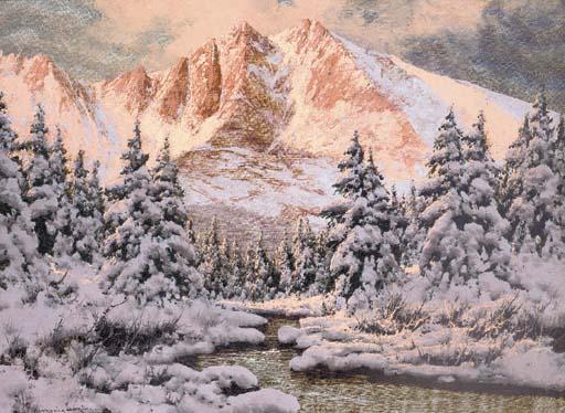 Laszlo Neogrady - A river running through a sunlit Alpine landscape