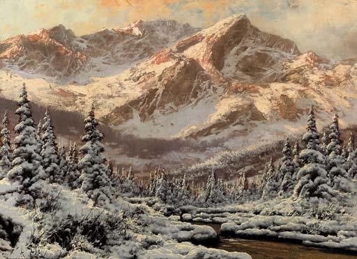 Laszlo Neogrady - A river running through an Alpine landscape