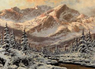 Laszlo Neogrady - A river running through an Alpine landscape