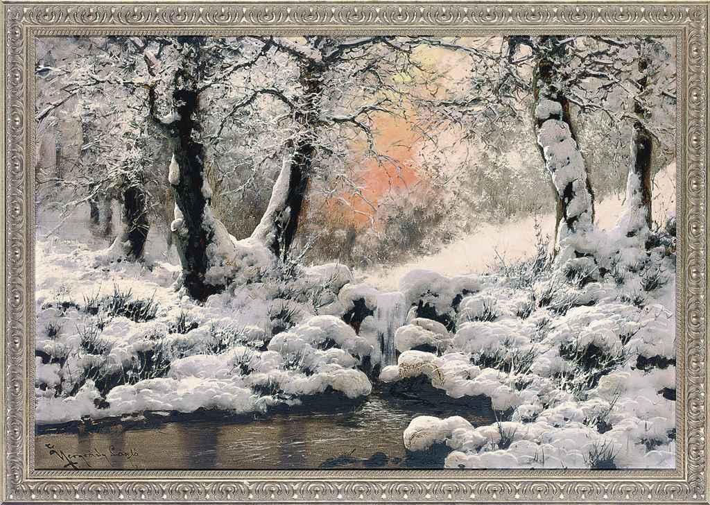 Laszlo Neogrady - Winter landscape at sunset