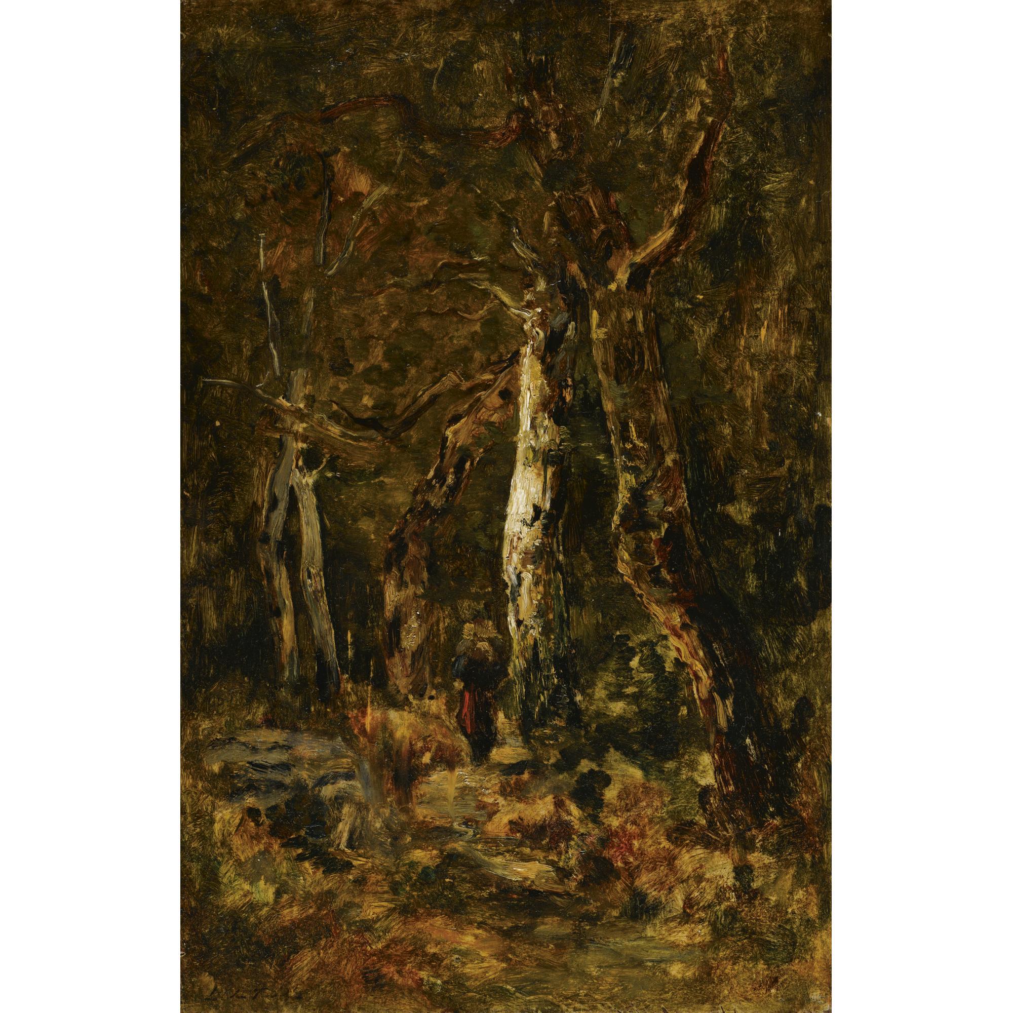 László Paál - Hungarian Forest Landscape With Figure