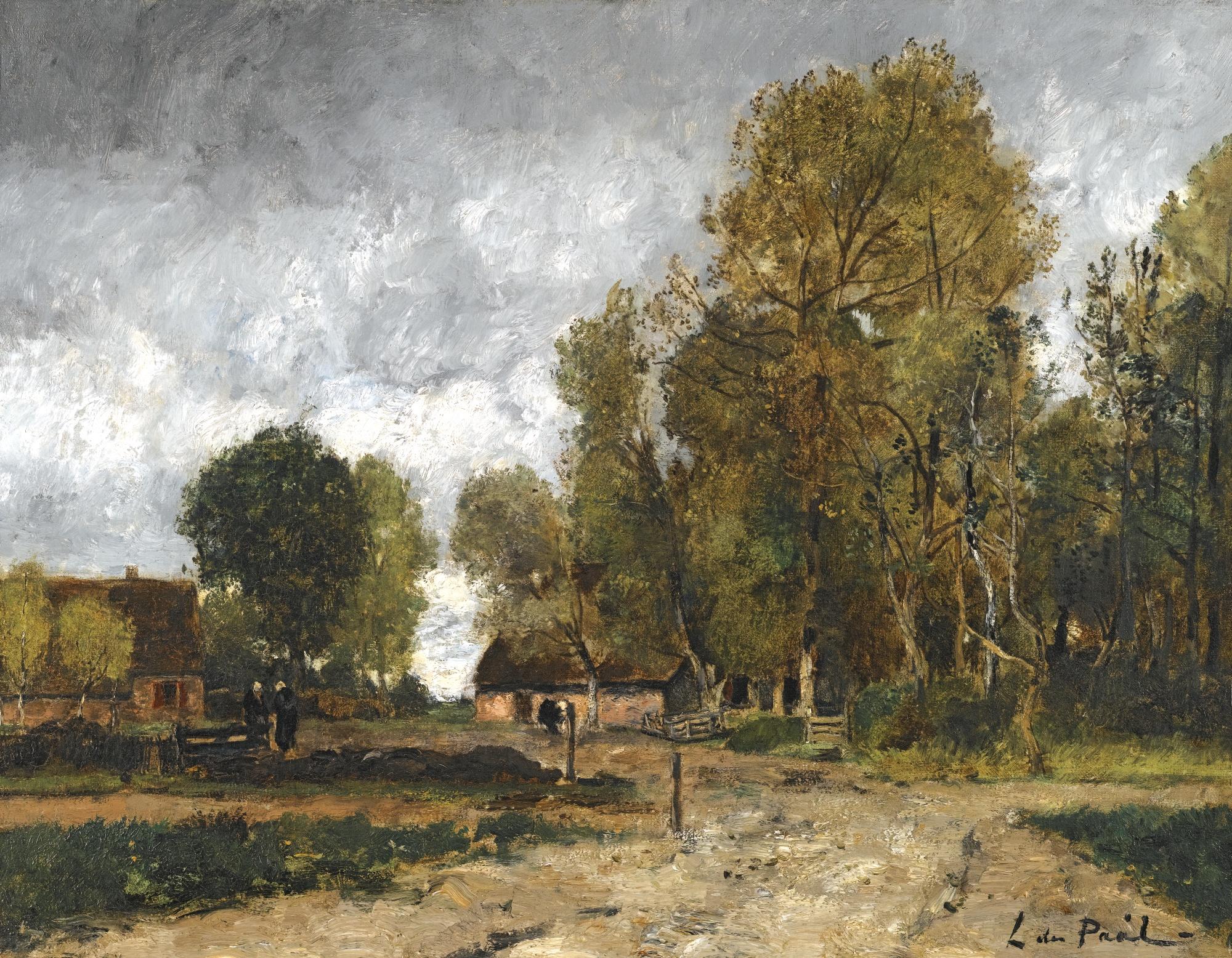 László Paál - Hungarian Landscape With Cottage