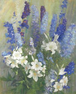 Laura Coombs Hills - Larkspur and Lilies