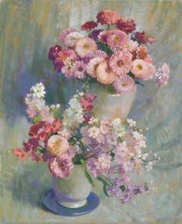 Laura Coombs Hills - Zinnias and Stock