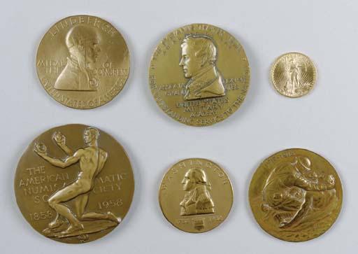 Laura Gardin Fraser - A group of six medals including the Centennial Medal of the American Numismatic Society