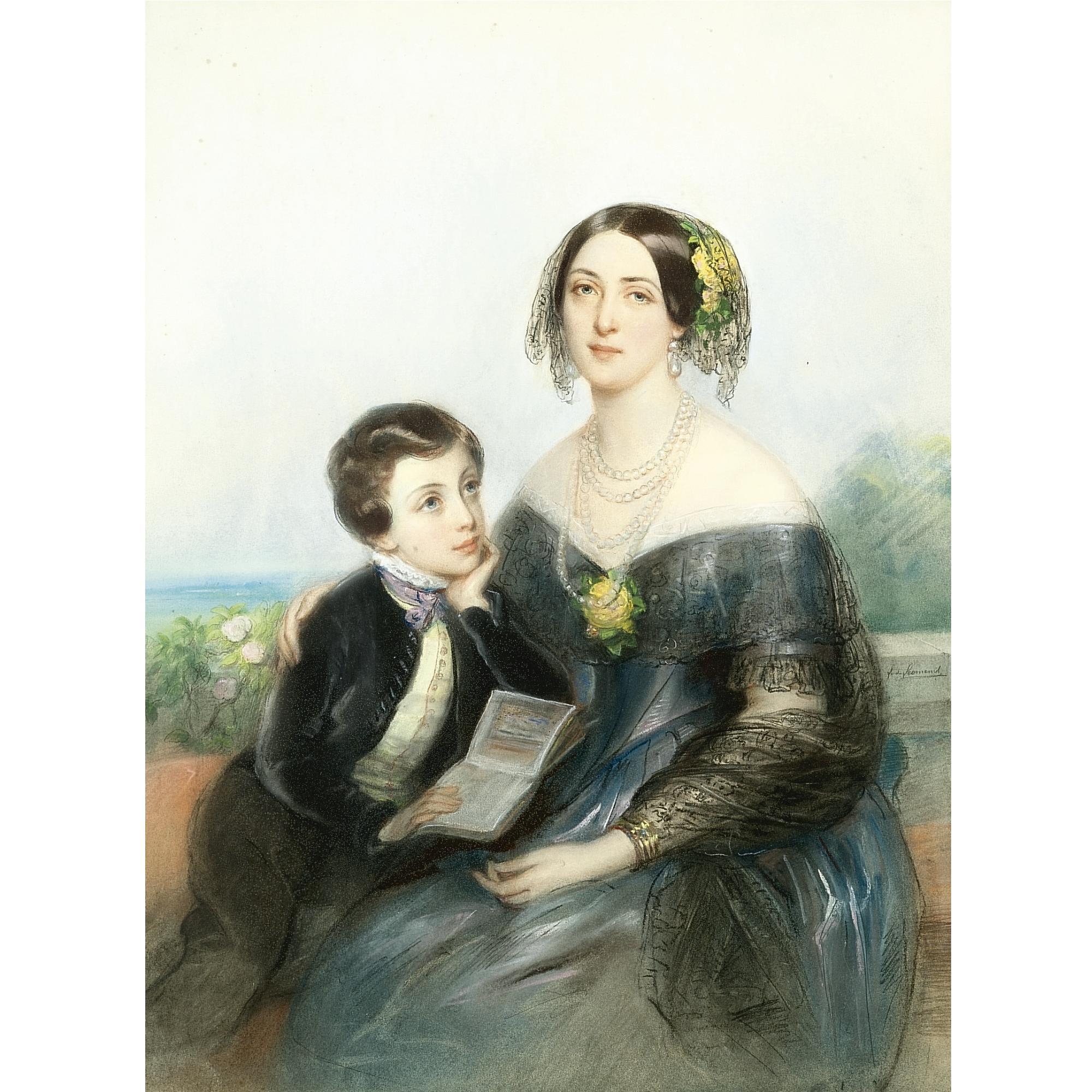 Laure Houssaye De Liomenil - Portrait Of Aurora Demidova-Karamzina And Her Only Son, Paul