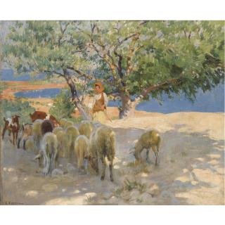 Laureano Barrau - Pastora Y Rebaño (Goatherd And Her Flock)