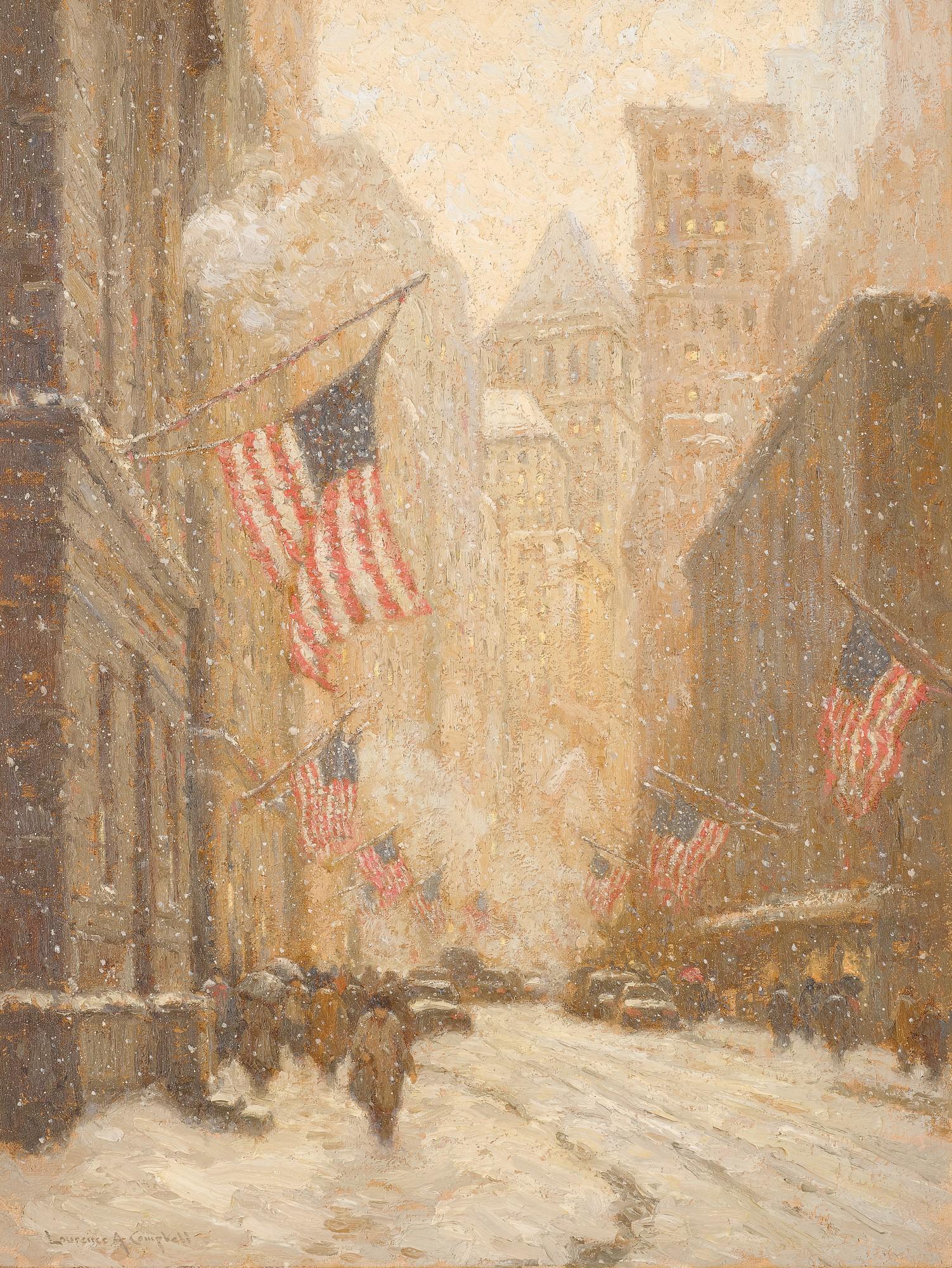 Laurence A. Campbell - Winter On Broad Street, New York City