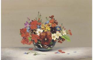 Laurence Biddle - Still Life With Pansies