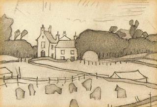 Laurence Stephen Lowry, R.A. - Cows Grazing in front of a Country House
