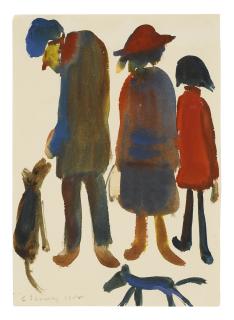 Laurence Stephen Lowry, R.A. - Figure Study With Dogs