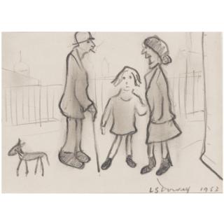 Laurence Stephen Lowry, R.A. - Figures And A Dog