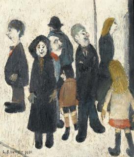 Laurence Stephen Lowry, R.A. - Group of people with the Artist