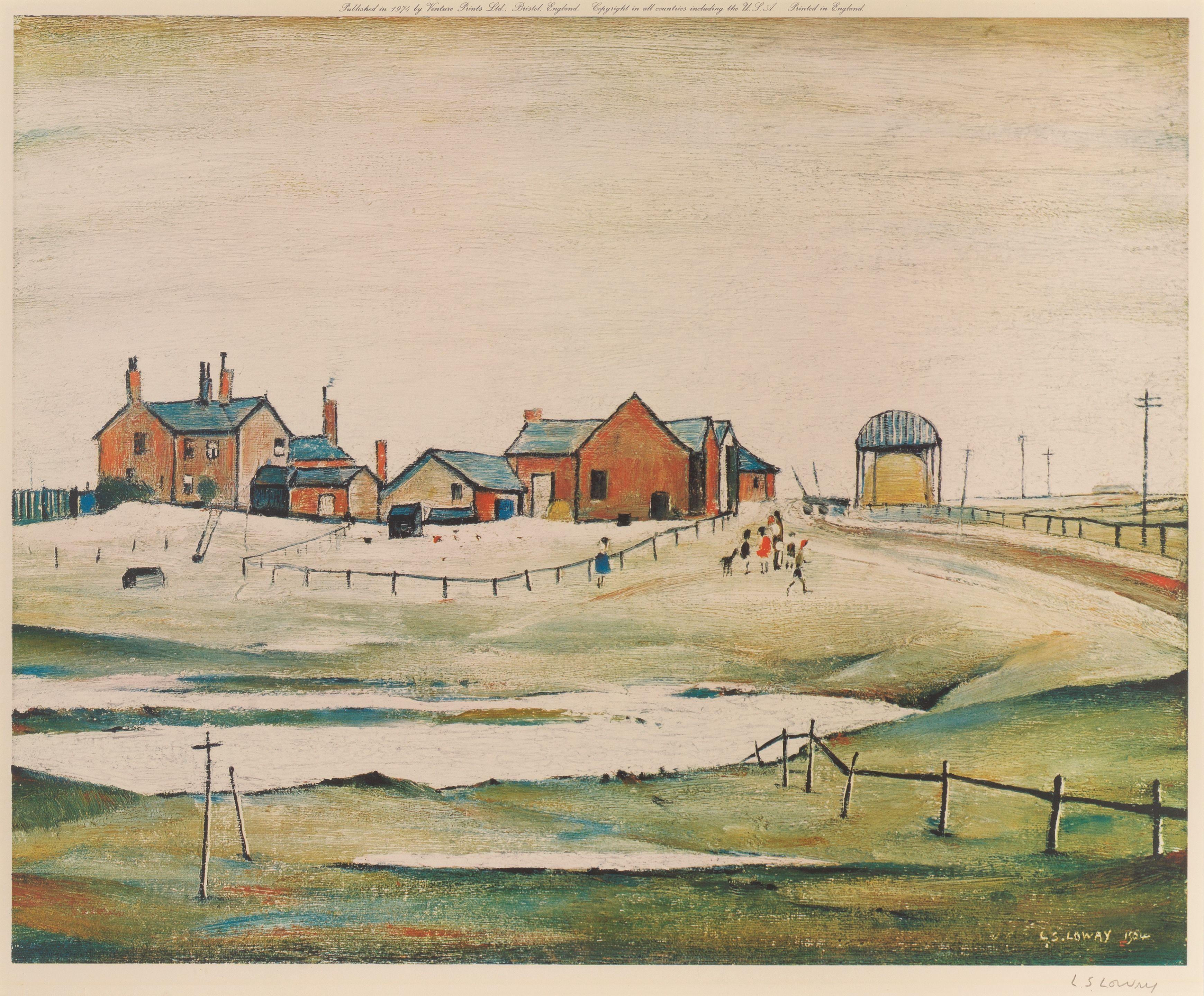 Laurence Stephen Lowry R.A. - Landscape with Farm Buildings