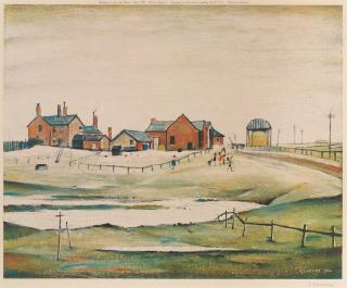 Laurence Stephen Lowry R.A. - Landscape with Farm Buildings