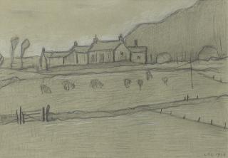 Laurence Stephen Lowry R.A. - Lytham Landscape 12 x 17.2 cm. (4 5/8 x 6 3/4 in.)