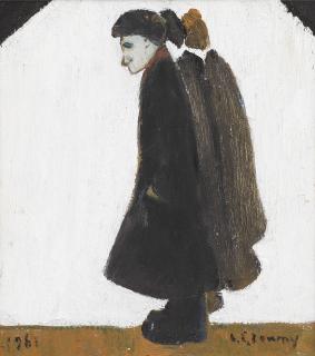 Laurence Stephen Lowry R.A. - Man Looking at Something 21 x 18.8 cm. (8 1/4 x 7 3/5 in.)
