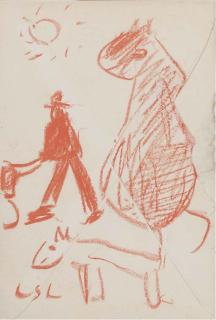 Laurence Stephen Lowry, R.A. - Man with a pram and two dogs