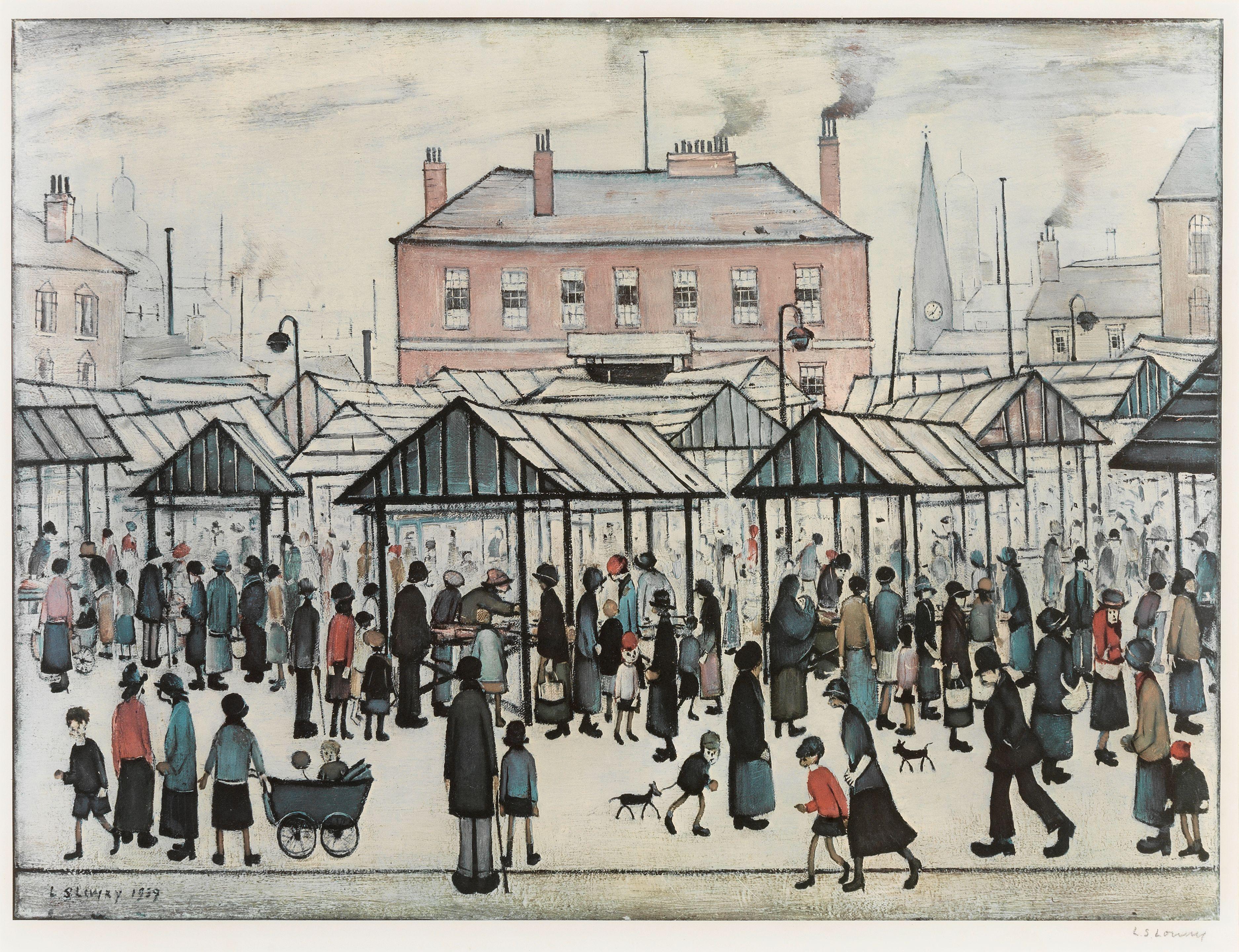 Laurence Stephen Lowry R.A. - Market Scene in a Northern Town