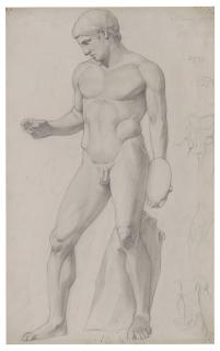 Laurence Stephen Lowry, R.A. - The Discus Thrower (recto); Man Punting (verso)