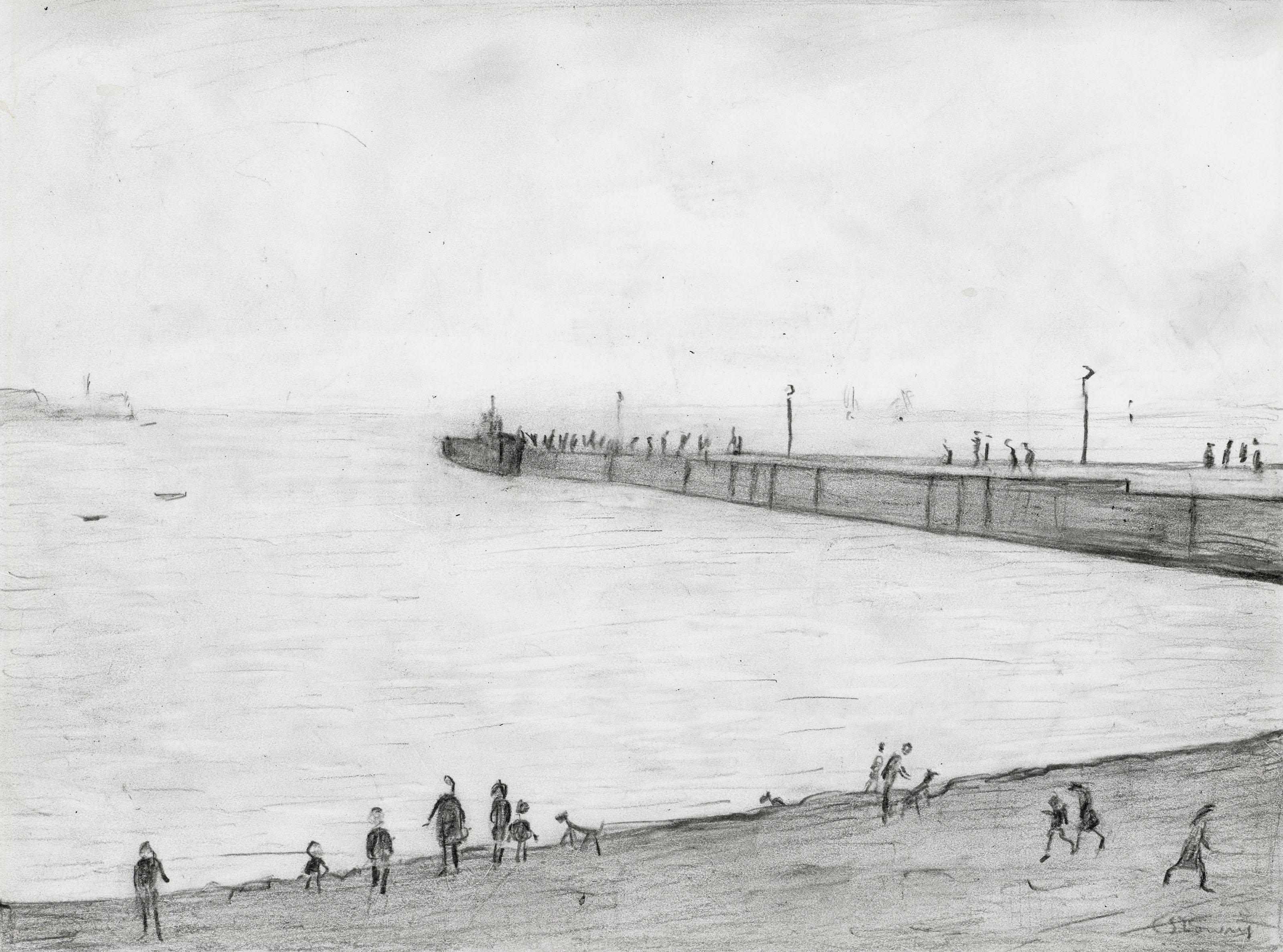 Laurence Stephen Lowry, R.A. - The Ferry Slip at Knott End on Sea