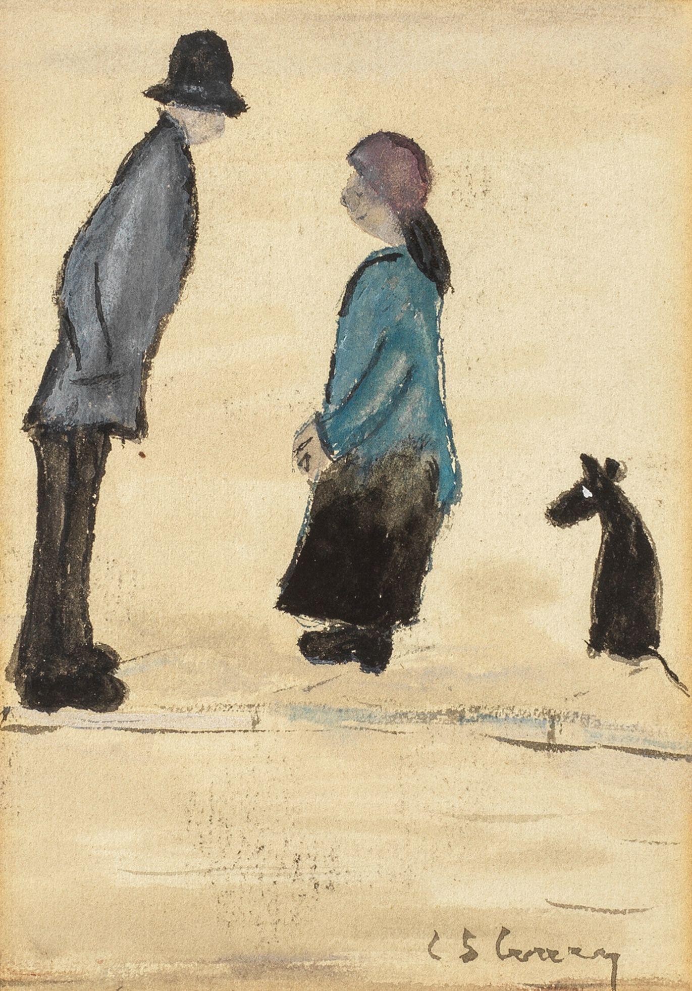 Laurence Stephen Lowry R.A. - Two Figures and a Dog