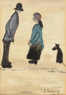 Laurence Stephen Lowry R.A. - Two Figures and a Dog