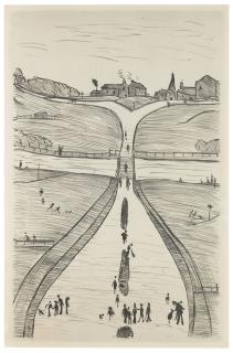 Laurence Stephen Lowry - A Village on a Hill