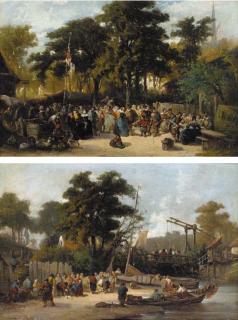 Laurent Herman Redig - A country fair; and Figures on a canal