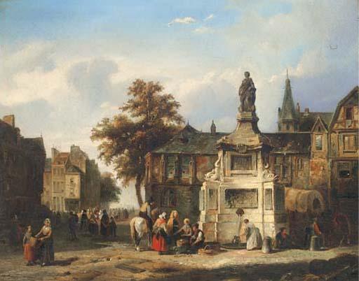 Laurent Herman Redig - A meeting in a Continental town square