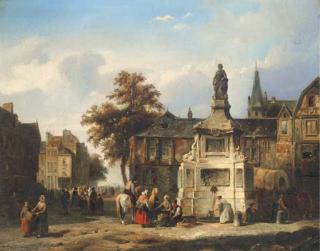 Laurent Herman Redig - A meeting in a Continental town square