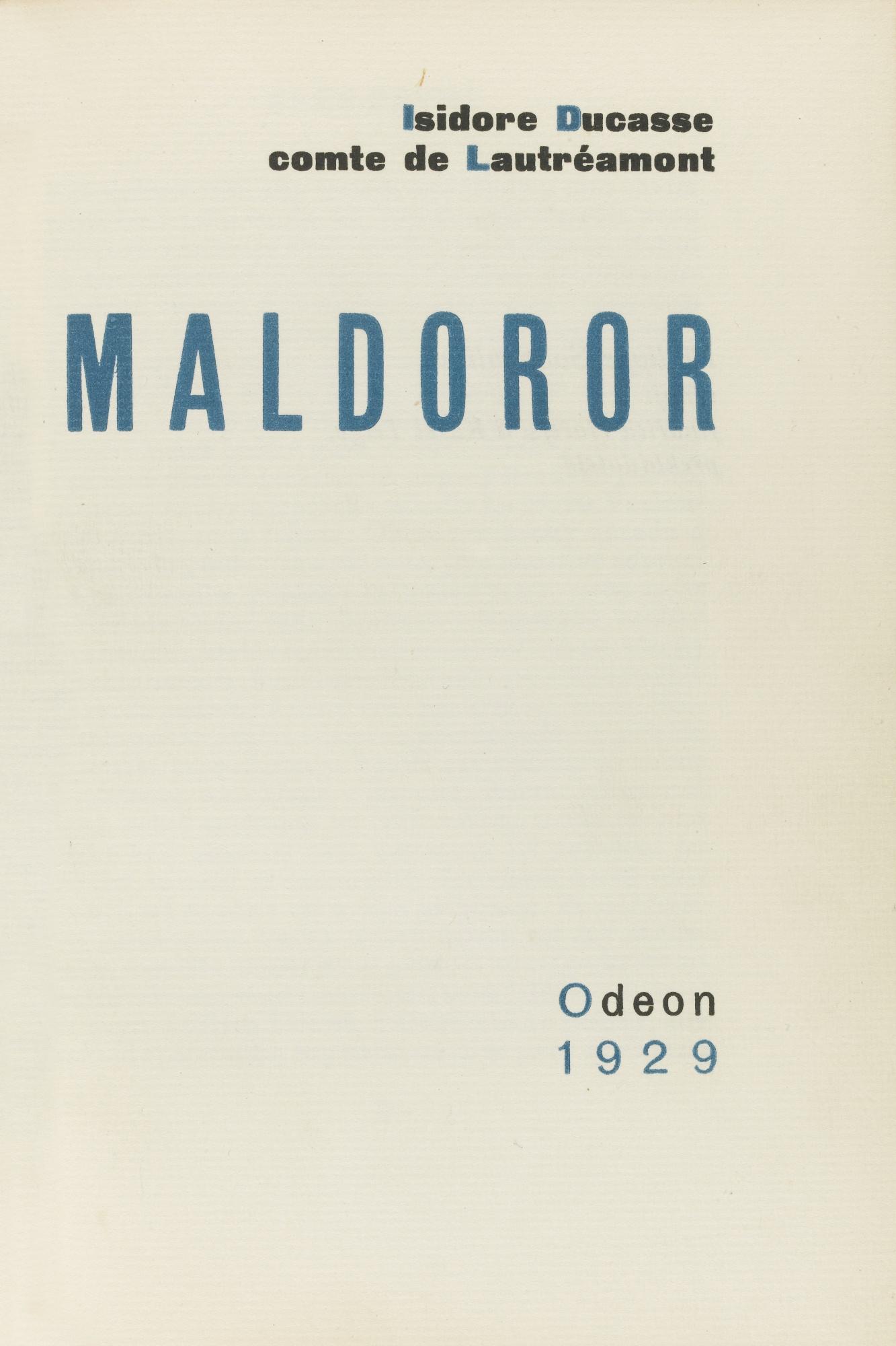 Lautréamont, Isidore Ducasse - Maldoror. Prague: Odeon, 1929