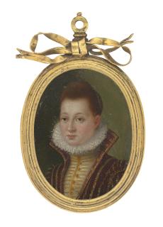 Lavinia Fontana - Portrait of a lady, bust-length, in a gold embroidered bodice with a high collar and a ruff