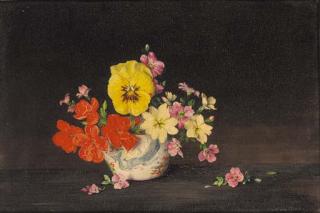 Lawrence Biddle - Pansy, Primrose, Geranium and Aubrietia