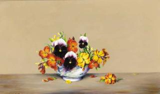 Lawrence Biddle - Still Life With Pansies