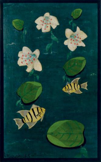 Lawrence Lebduska - Goldfish in a pond