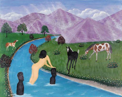 Lawrence Lebduska - Pastoral scene with nude