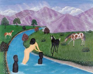 Lawrence Lebduska - Pastoral scene with nude