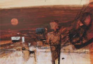 Lawrence M. Daws - Landscape, Figure And Red Sun