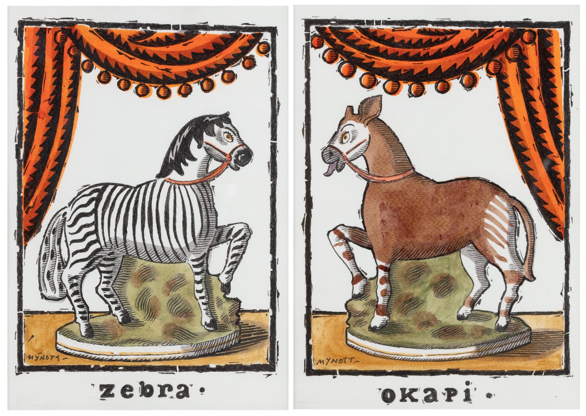 Lawrence Mynott - (i) Zèbre (ii) Okapi