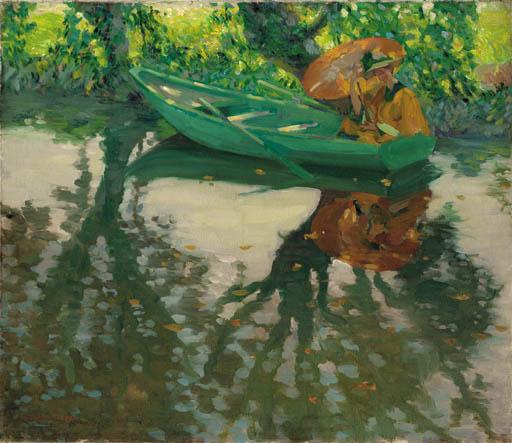 Lawton S. Parker - Orange Parasol, Giverny