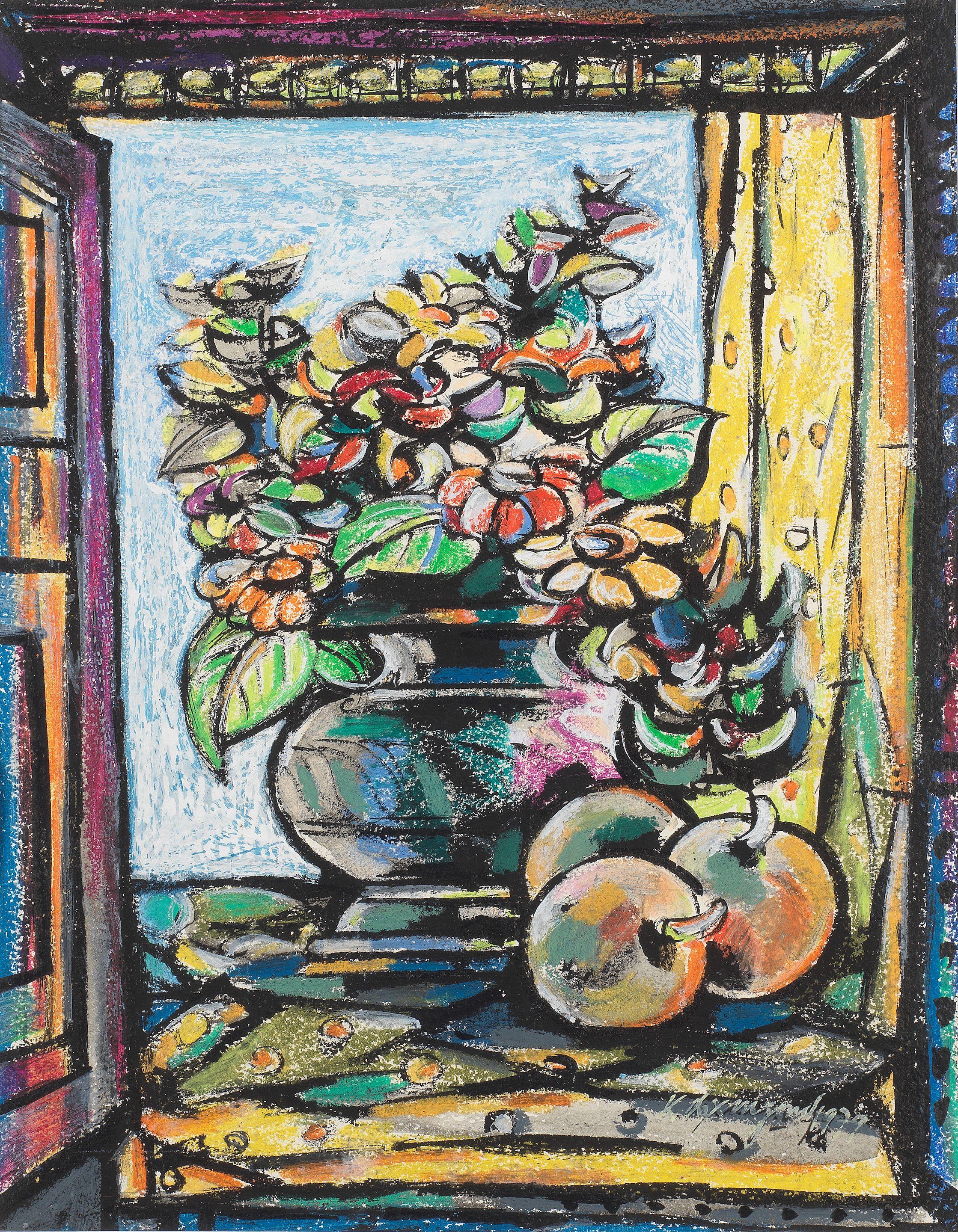 Laxma Goud - Untitled (Still Life of Vase in a Window)