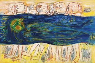 Laxman Pai - Untitled (Four Swimmers)