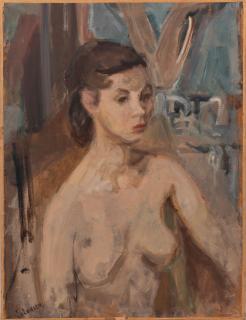 Lazare Volovick - Seated Nude, Half Length signed \'Volovick\' (lower left) 26 x 19 7/8 in.