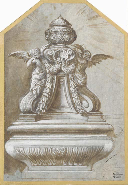 Lazzaro Baldi - Design for a monument with two putti around an urn