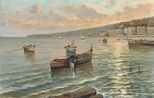 Lazzaro Pasini - Fishermen Off A Neapolitan Coastal Town