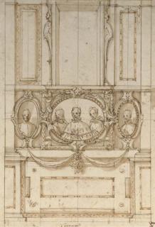 Lazzaro Tavarone - Projet D\'Un Mur Avec Trois Portraits En Médaillon