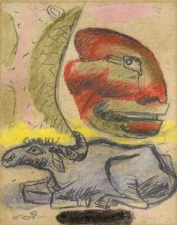 Le Corbusier - Buffle et galet dessinant un visage