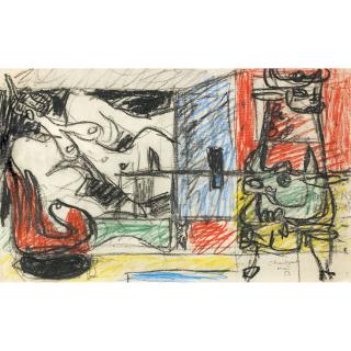 Le Corbusier - Kompositionsskizze Für Ein Fresco, 1953 Composition Study For A Fresco, 1953